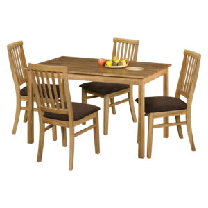 Jedálenská súprava 4419 obsahuje stôl 4840 120 × 80 × 75 cm a 4 stoličky 4843 44 × 44 × 93 cm sú vo vyhotovení masív dub s povrchovou úpravou olejovým morením. Stôl je možné doplniť 1 alebo 2 výsuvnými dielmi