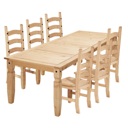 Jedálenský set CORONA 4434 v prevedení masív borovica je voskovaný v medovom odtieni. Rozmer stola je 178 x 92x 76 cm