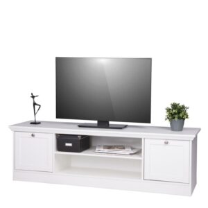 TV stolík LANDWOOD 17 biely bude v obývacej izbe vyzerať krásne. TV stolík vo vyhotovení kombinácie MDF/lamino