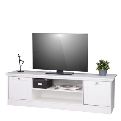 TV stolík LANDWOOD 17 biely bude v obývacej izbe vyzerať krásne. TV stolík vo vyhotovení kombinácie MDF/lamino