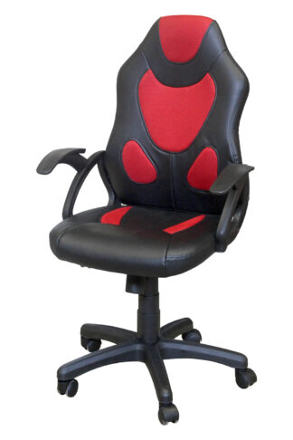 Kancelárske kreslo RACER RED K131 má poťah z imitácie kože a textilnej sieťoviny. Kancelárske kreslo vo vyhotovení čierne/červené je výškovo nastaviteľné