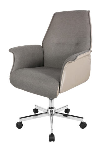 Kancelárske kreslo COMFORT K133 má poťah z textilnej pleteniny a imitácie kože. Kreslo má pevný pochrómovaný kríž s kolieskami. Kreslo má hojdací mechanizmus