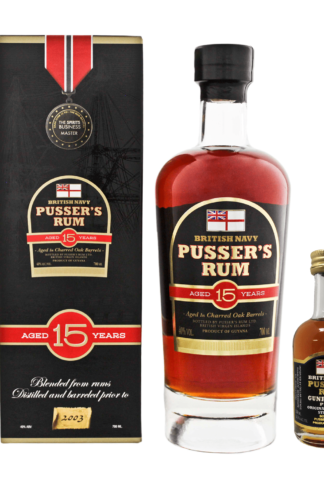 Pusser's Rum 15 Y.O. + Pusser’s Gunpowder Proof Rum MINI zadarmo