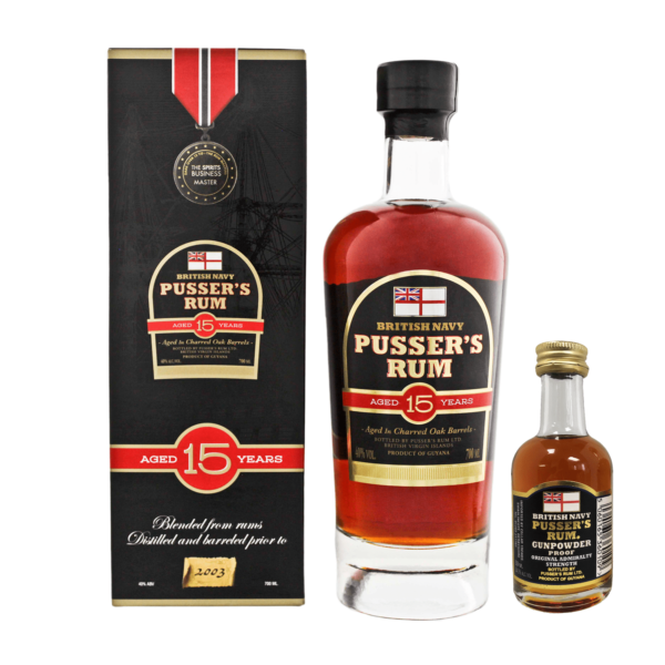 Pusser's Rum 15 Y.O. + Pusser’s Gunpowder Proof Rum MINI zadarmo