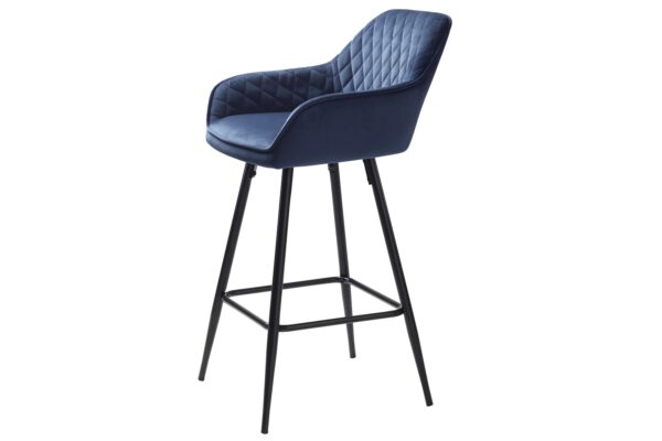 Furniria Dizajnová barová stolička Dana modrý zamat