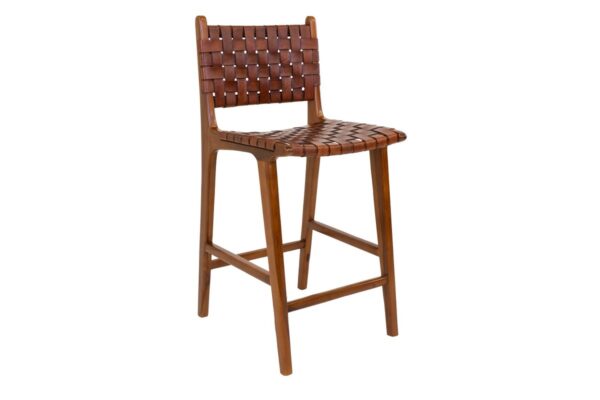 Norddan Dizajnová barová stolička Jamison hnedá koža - Posledný kus