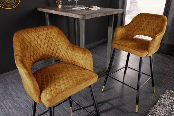 LuxD Dizajnová barová stolička Laney horčicový zamat