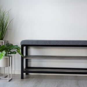 Norddan Dizajnová lavica Rhory 100 cm sivá / čierna