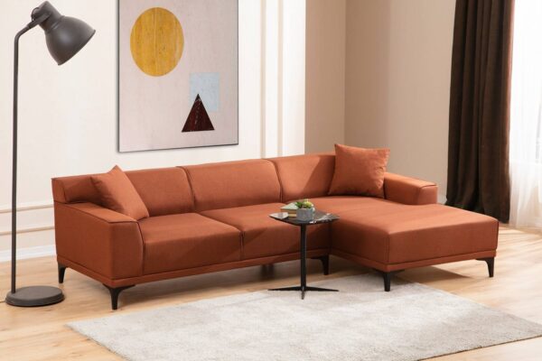 Sofahouse Dizajnová rohová sedačka Dellyn 250 cm oranžová - pravá