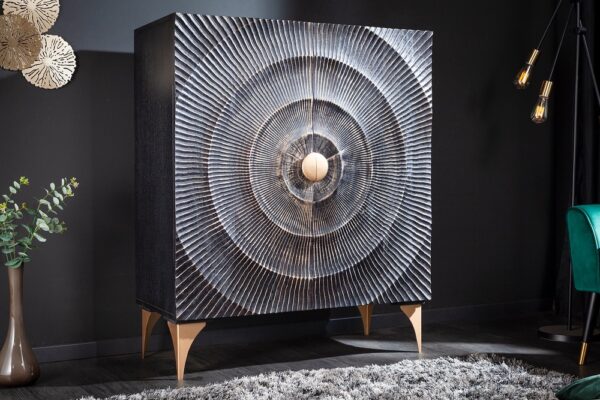 LuxD Dizajnová vysoká komoda Venetia 120 cm čierno-zlatá