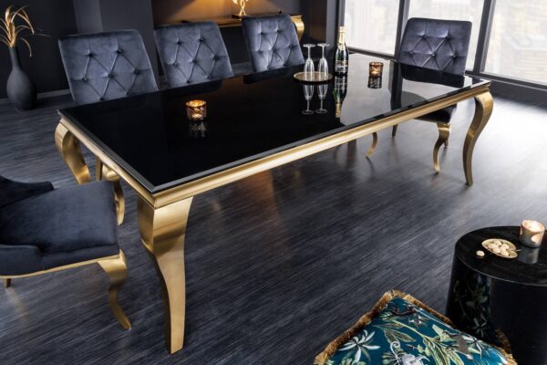 LuxD Dizajnový jedálenský stôl Rococo 200 cm čierny / zlatý