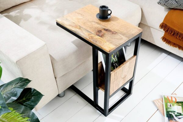 LuxD Dizajnový stôl na notebook s úložným priestorom Maliha 45 cm mango