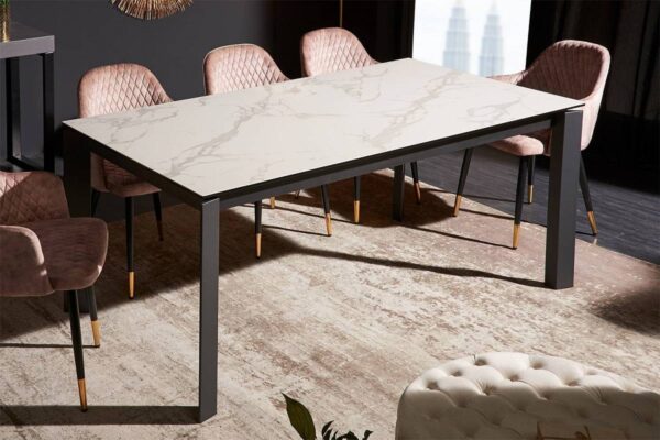 LuxD Rozťahovací jedálenský stôl Narissara X7 180-240 cm biely - vzor mramor