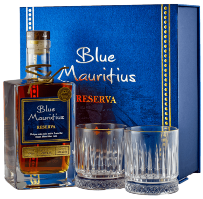 Blue Mauritius Reserva Rum + 2 poháre