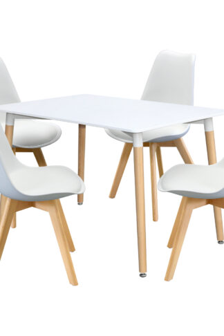 Jedálenský stôl 120x80 UNO biely + 4 stoličky QUATRO biele