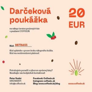 Darčeková poukážka na kávu COFFEEIN - 20 eur