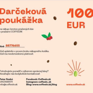 Darčeková poukážka na kávu COFFEEIN - 100 eur