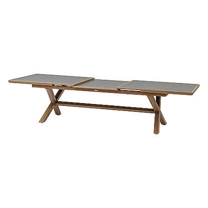 DEOKORK Hliníkový stôl BERGAMO II. 250/330 cm (antracit/dekor dreva)
