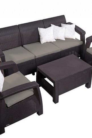 Deokork Záhradná ratanová zostava CORFU LOUNGE MAX hnedá