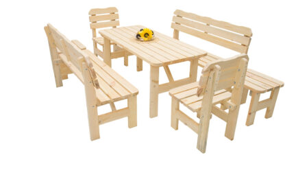 Deokork Masívna drevená záhradná zostava z borovice 1+6 drevo 32 mm (150 cm)