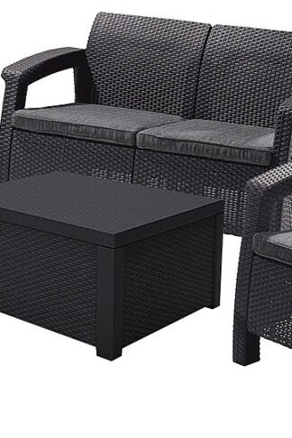 Deokork Záhradní ratanová zostava CORFU BOX antracit
