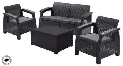 Deokork Záhradní ratanová zostava CORFU BOX antracit