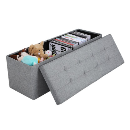 SONGMICS Úložný sedací box čalúnený skladací 110x38 cm sivý