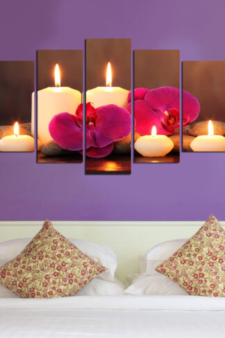 ASIR Súbor obrazov SVIEČKY A ORCHIDEY 110 cm MDF