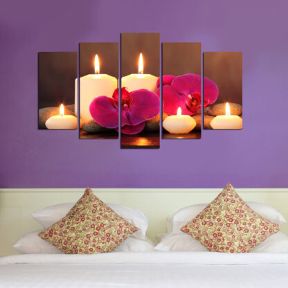 ASIR Súbor obrazov SVIEČKY A ORCHIDEY 110 cm MDF