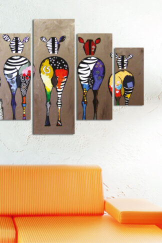ASIR Súbor obrazov FAREBNÉ ZEBRY 92 cm MDF