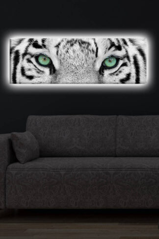 ASIR Obraz na plátne s LED podsvietením BIELY TIGER 30 cm