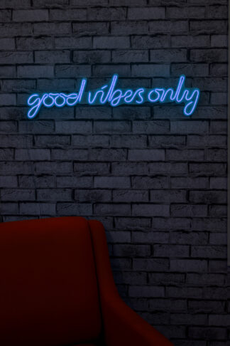 ASIR Nástenná dekorácia s LED podsvietením GOOD VIBES ONLY modrá 79 cm