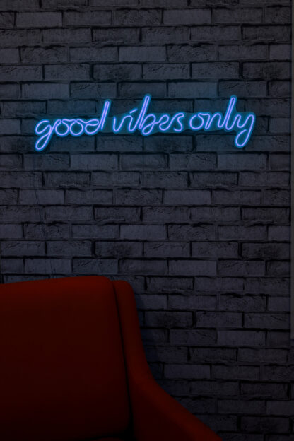 ASIR Nástenná dekorácia s LED podsvietením GOOD VIBES ONLY modrá 79 cm