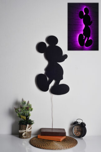 ASIR Nástenná dekorácia s LED podsvietením MICKEY MOUSE fialová 30 cm