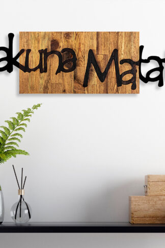 ASIR Kovová dekorácia na stenu HAKUNA MATATA 108 cm drevo