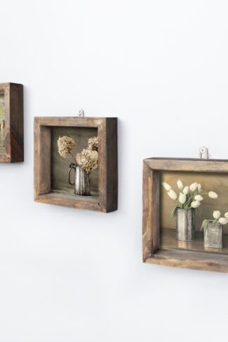 ASIR Sada nástenných obrazov BIELE KVETY 15 cm MDF