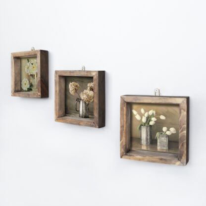ASIR Sada nástenných obrazov BIELE KVETY 15 cm MDF