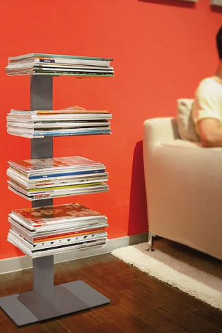 Radius design cologne Knihovna na časopisy 4 poličky RADIUS DESIGN (BOOKSBAUM MAGAZINE STAND SMALL silver 738C) strieborna