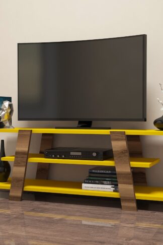 ASIR TV stolík FLOWER orechová žltá