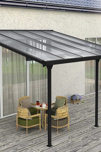 Pergola 436 x 305 cm (čierna + transparentná polykarbonát)