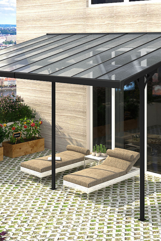 Pergola 618 x 305 cm (čierná+transparentní polykarbonát)