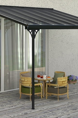 Pergola 436 x 305 cm (čierna šedý polykarbonát)
