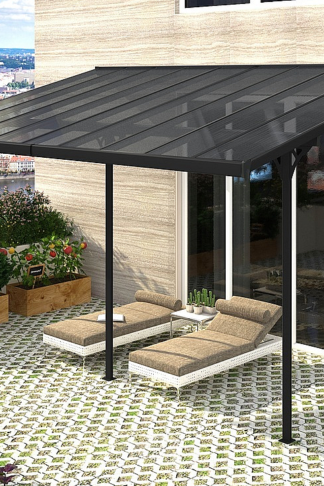 Pergola 557 x 305 cm (čierna + šedý polykarbonát)