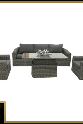 Deokork Ratanová modulová zostava BORNEO LUXURY pre 5 osôb (sivá)
