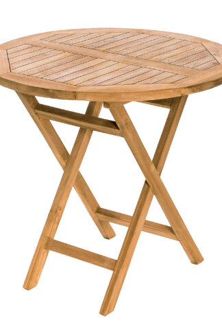 Deokork Záhradný skládací stôl IVORY ⌀ 80 cm (teak)