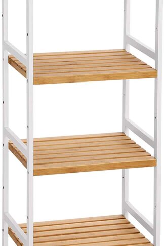 SONGMICS Bambusový regál 4 police prírodný - biely 45x110 cm