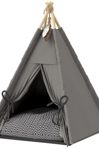 PAWHUT Pelech pre mačky TEEPEE 60 x 60 x 76 cm sivý