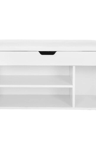 SONGMICS Botník so sedadlom a úložným priestorom biely 80x44 cm