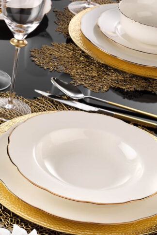 ASIR Porcelánová jedálenská súprava 83 ks PLATE biela meď