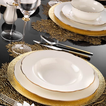 ASIR Porcelánová jedálenská súprava 83 ks PLATE biela meď
